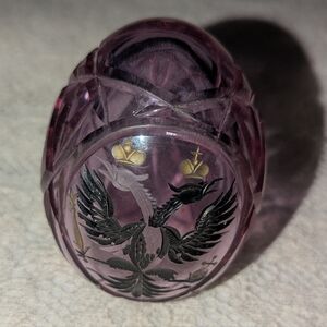 Purple Doubleheaded Eagle glass Egg Russian monarchy symbol.